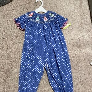 Winter Christmas Snowman smocked outfit